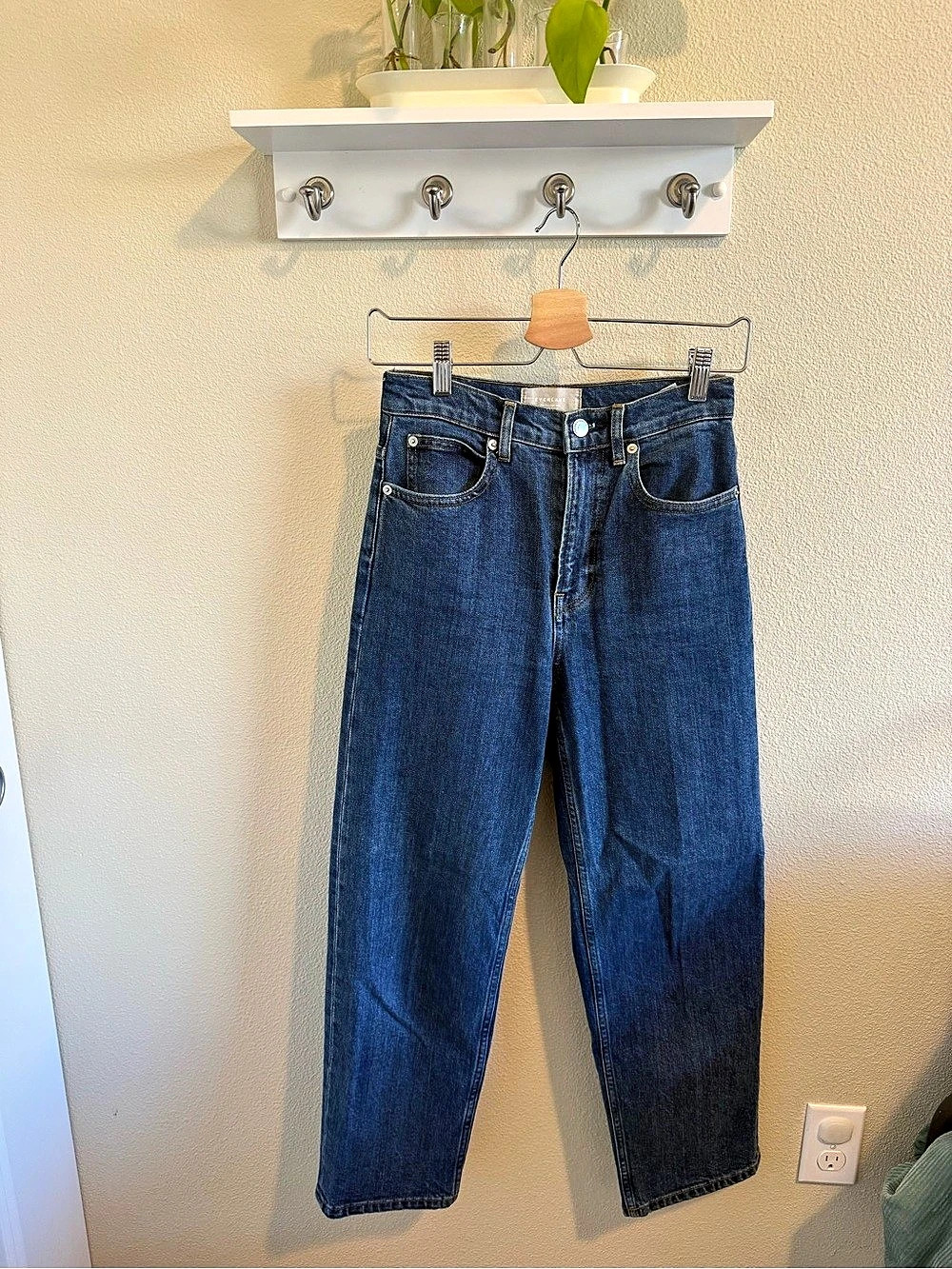 Everlane The Way High Jean Crop Straight Leg Jeans Blue Waist 24